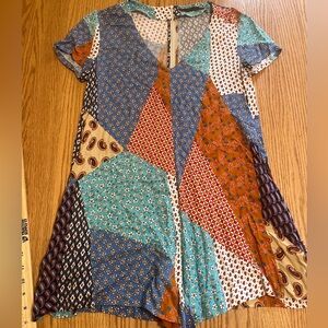 Zara Trafaluc Top Womens Small Floral Patchwork V Neck Romper with Pockets